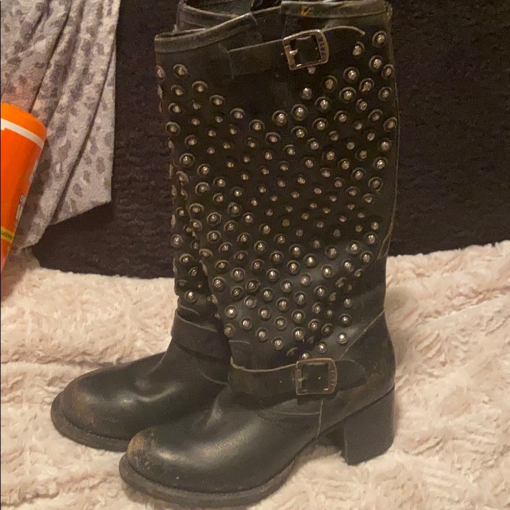 Vintage black studded Frye boots